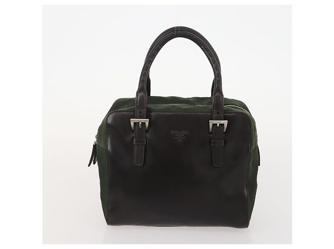 Borsa a Spalla PRADA Nylon e Pelle 5 Set Nero Blu Navy Marrone Auth bs35225 - vista 22