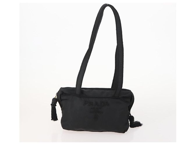 Borsa a Spalla PRADA Nylon e Pelle 5 Set Nero Blu Navy Marrone Auth bs35225 - vista 7