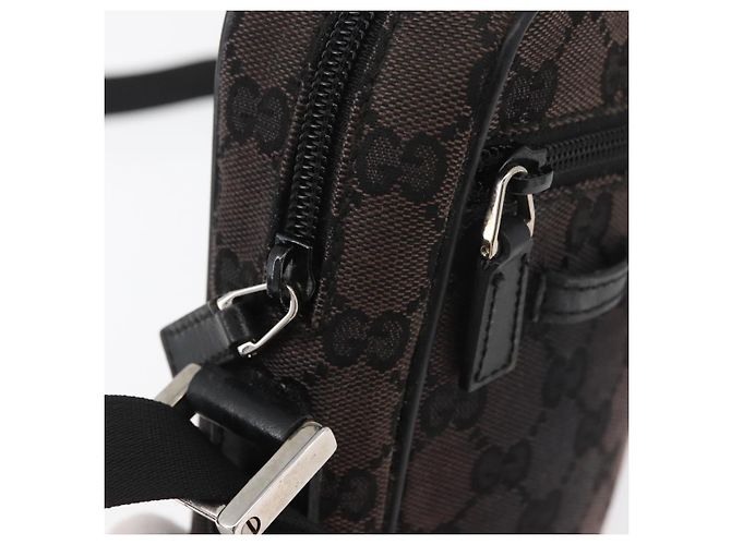 Bolsa de Ombro GUCCI GG Canvas Preta Prata 018 1619 Auth 180727 Preto - vista 10