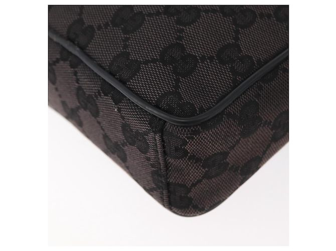 Bolsa de Ombro GUCCI GG Canvas Preta Prata 018 1619 Auth 180727 Preto - vista 16