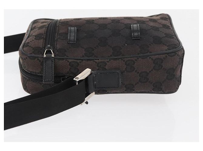 Bolsa de Ombro GUCCI GG Canvas Preta Prata 018 1619 Auth 180727 Preto - vista 4