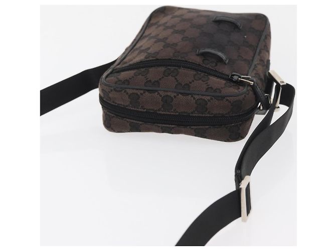 Bolsa de Ombro GUCCI GG Canvas Preta Prata 018 1619 Auth 180727 Preto - vista 6