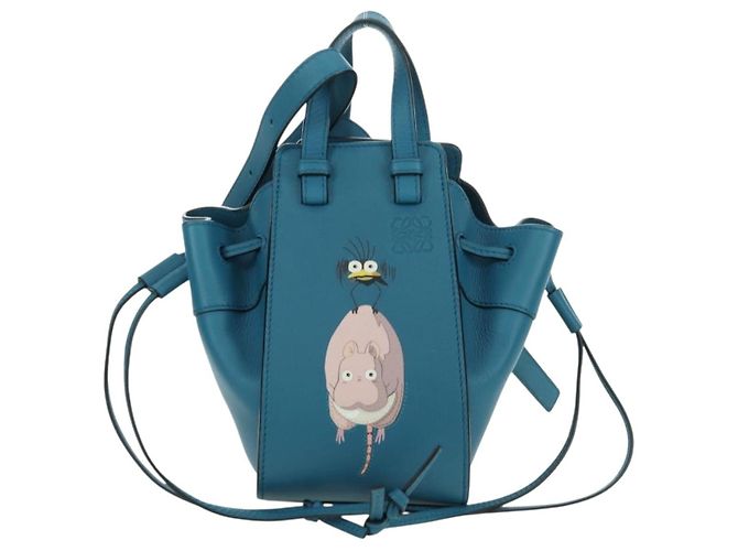 LOEWE Studio Ghibli Hammock Mini Hand Bag Leather 2way Blue Auth 179863SM - vista 13