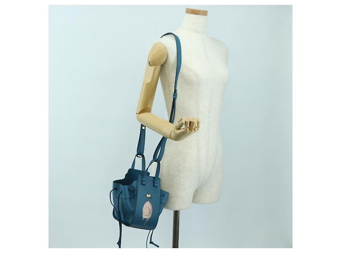 LOEWE Studio Ghibli Hammock Mini Hand Bag Leather 2way Blue Auth 179863SM - vista 23