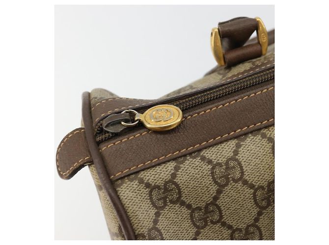 Bolsa Boston GUCCI GG Supreme Web Sherry Line PVC Bege Ouro 39 02 007 Auth 181103 Dourado - vista 10