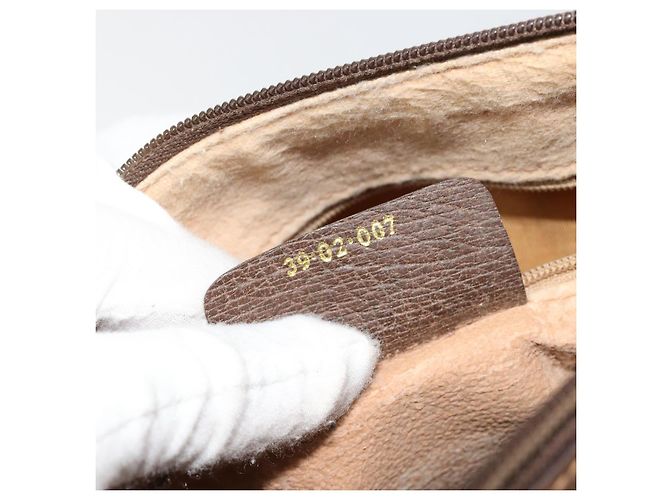 Bolsa Boston GUCCI GG Supreme Web Sherry Line PVC Bege Ouro 39 02 007 Auth 181103 Dourado - vista 12