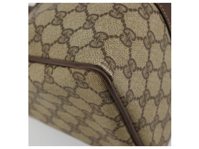 Bolsa Boston GUCCI GG Supreme Web Sherry Line PVC Bege Ouro 39 02 007 Auth 181103 Dourado - vista 14