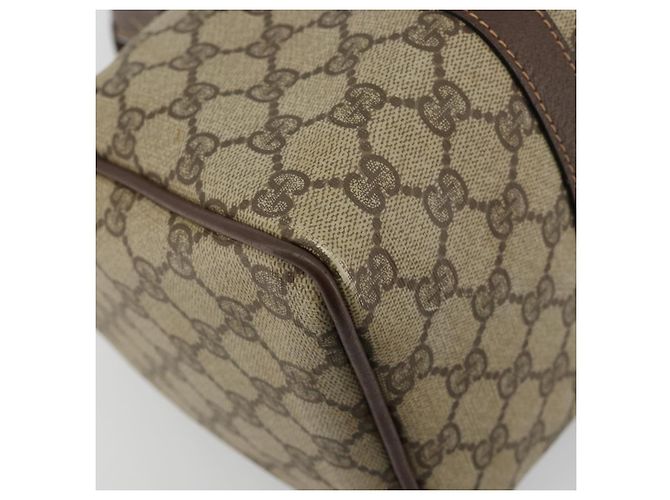 Bolsa Boston GUCCI GG Supreme Web Sherry Line PVC Bege Ouro 39 02 007 Auth 181103 Dourado - vista 16