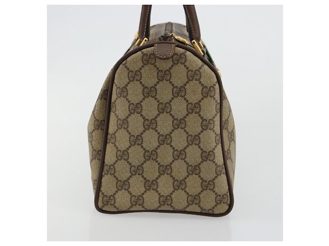Bolsa Boston GUCCI GG Supreme Web Sherry Line PVC Bege Ouro 39 02 007 Auth 181103 Dourado - vista 3