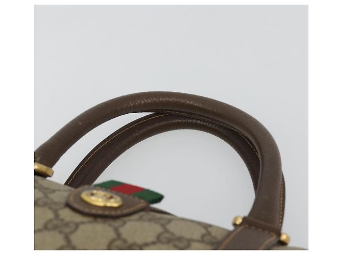 Bolsa Boston GUCCI GG Supreme Web Sherry Line PVC Bege Ouro 39 02 007 Auth 181103 Dourado - vista 8