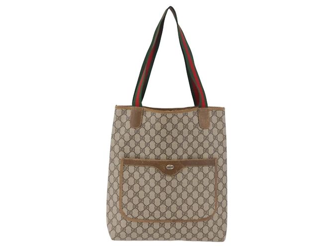 Borsa Tote GUCCI GG Supreme Web Sherry Line PVC Beige 39 02 003 Auth BA12802 - vista 13