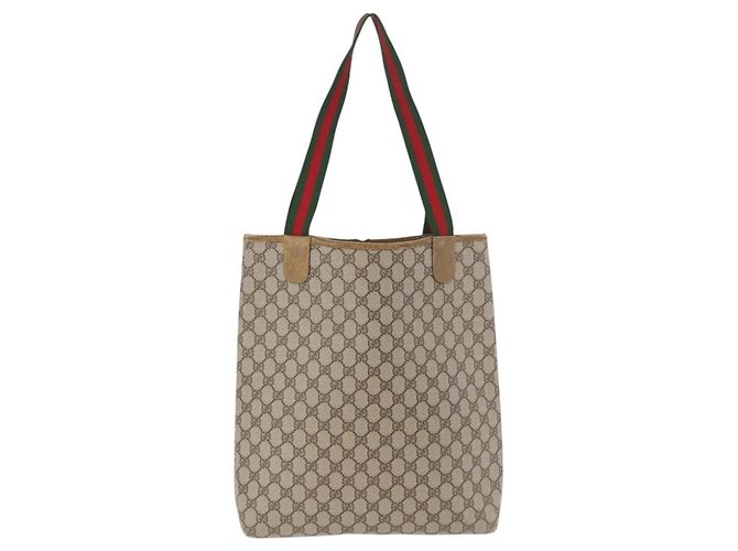 Borsa Tote GUCCI GG Supreme Web Sherry Line PVC Beige 39 02 003 Auth BA12802 - vista 2