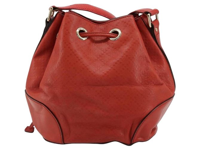 Borsa a Spalla GUCCI Diamante Pelle Rossa Oro 354229 Auth 181220 Rosso D'oro - vista 2