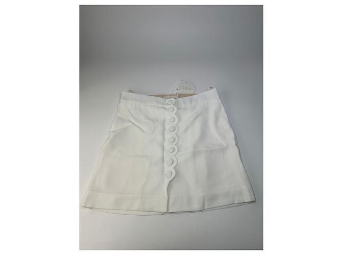 Chloé Mini gonna vintage Chloe in misto viscosa off-white Bianco - vista 10