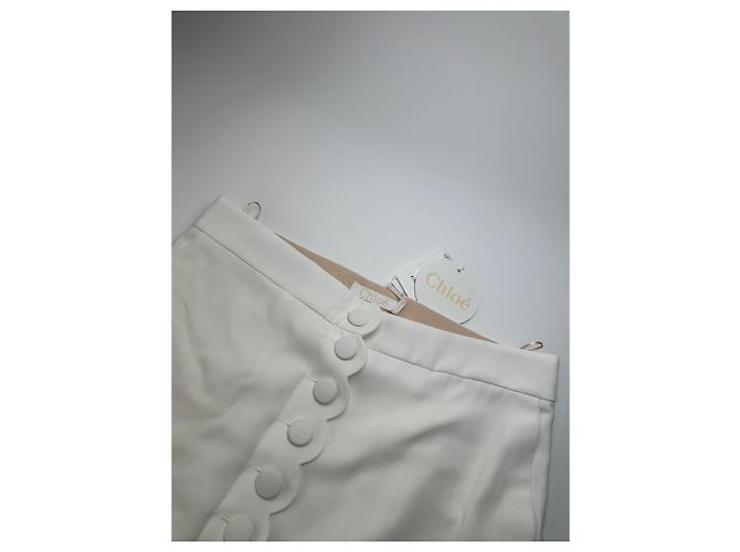 Chloé Mini gonna vintage Chloe in misto viscosa off-white Bianco - vista 3