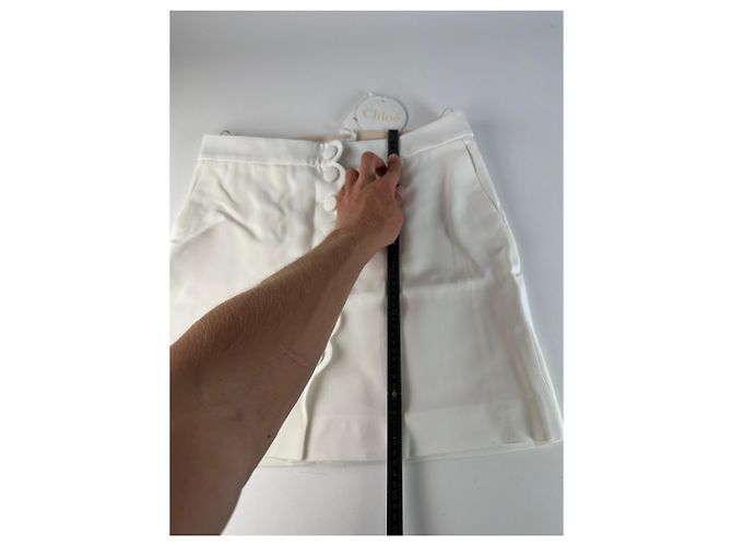 Chloé Mini gonna vintage Chloe in misto viscosa off-white Bianco - vista 5