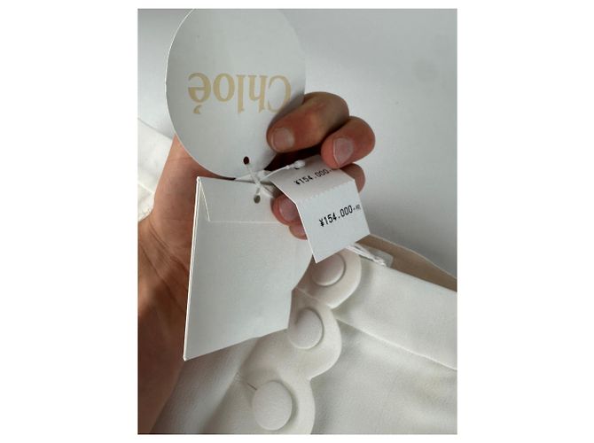 Chloé Mini gonna vintage Chloe in misto viscosa off-white Bianco - vista 7