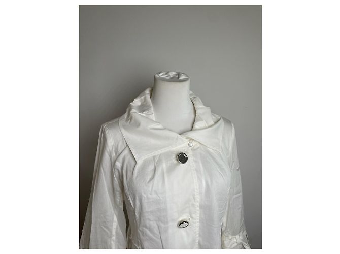 Vintage Courreges Baumwollmantel Weiß Silberne Knöpfe - Ansicht 10