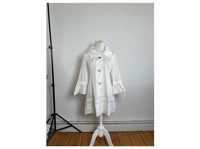 Vintage Courreges Baumwollmantel Weiß Silberne Knöpfe - Ansicht 11