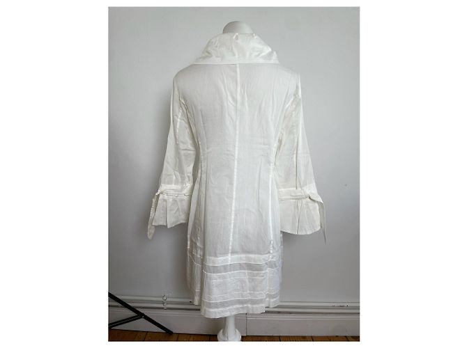 Vintage Courreges Baumwollmantel Weiß Silberne Knöpfe - Ansicht 12