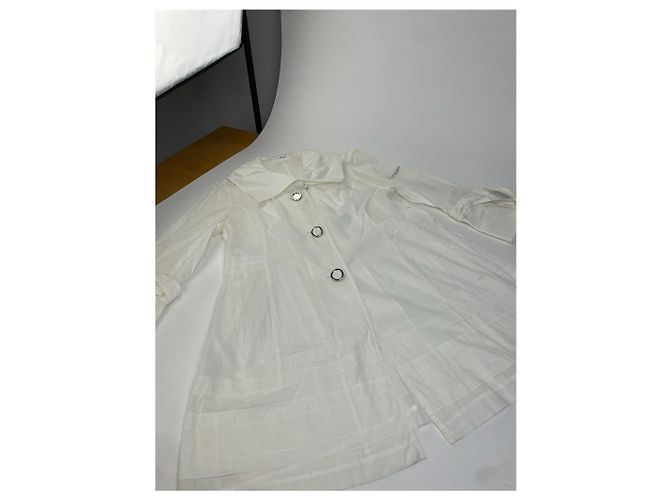Vintage Courreges Baumwollmantel Weiß Silberne Knöpfe - Ansicht 5