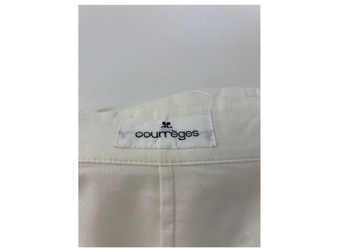 Vintage Courreges Baumwollmantel Weiß Silberne Knöpfe - Ansicht 6
