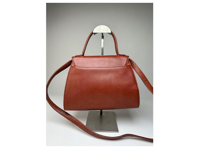 Vintage Givenchy strukturierte Lederhandtasche Rostgold Rot - Ansicht 11