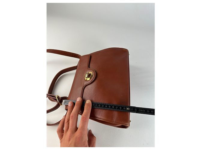 Vintage Givenchy strukturierte Lederhandtasche Rostgold Rot - Ansicht 13