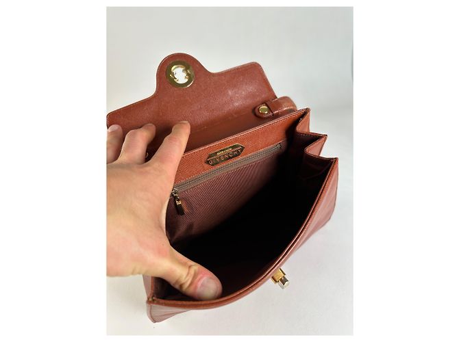 Vintage Givenchy strukturierte Lederhandtasche Rostgold Rot - Ansicht 3