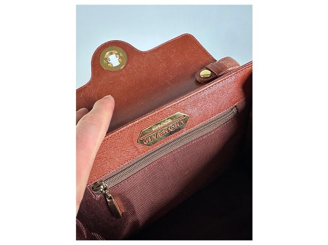 Vintage Givenchy strukturierte Lederhandtasche Rostgold Rot - Ansicht 4