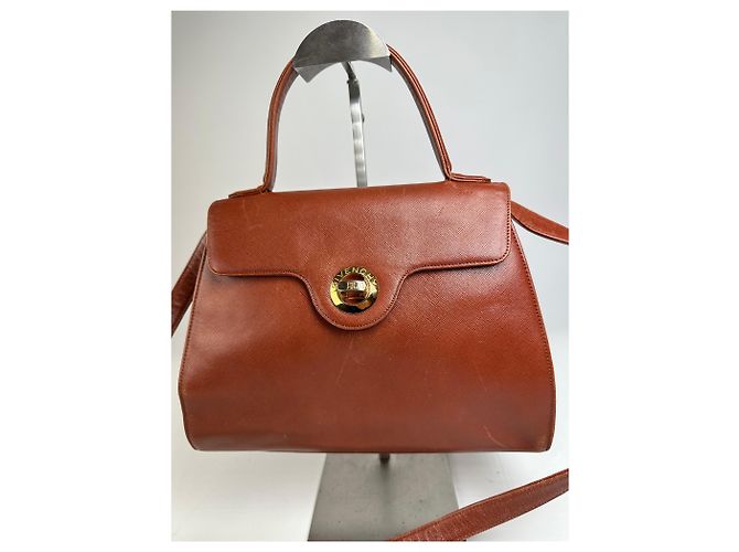 Vintage Givenchy strukturierte Lederhandtasche Rostgold Rot - Ansicht 5