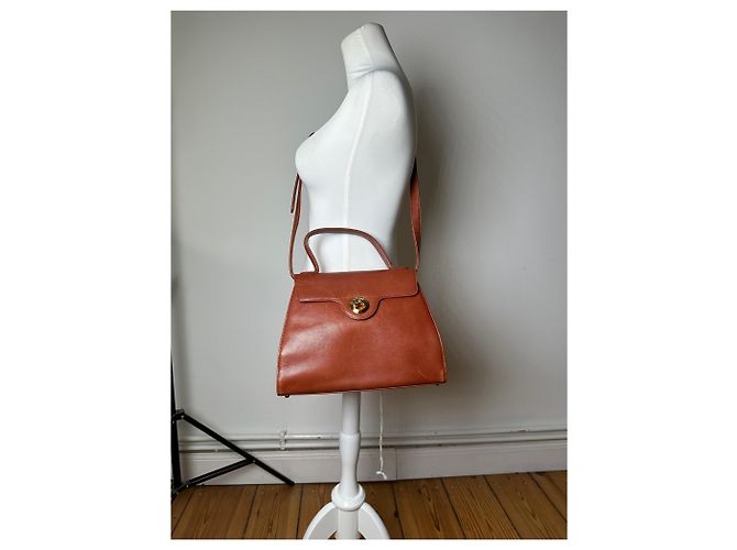 Vintage Givenchy strukturierte Lederhandtasche Rostgold Rot - Ansicht 9