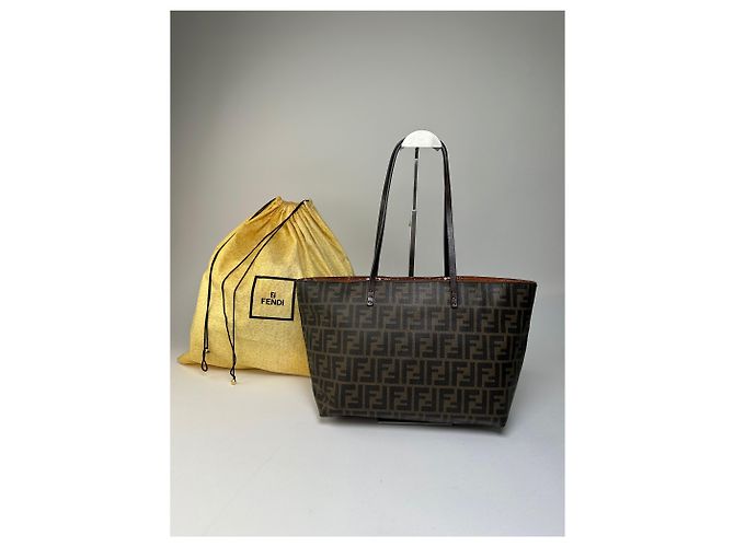 Bolsa Tote de lona monograma FF Fendi Vintage Marrom Preto - vista 10