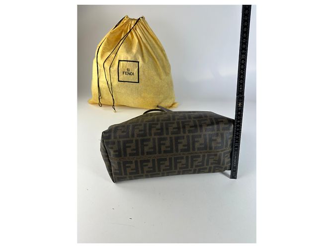 Bolsa Tote de lona monograma FF Fendi Vintage Marrom Preto - vista 13
