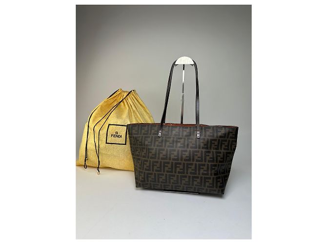 Bolsa Tote de lona monograma FF Fendi Vintage Marrom Preto - vista 14