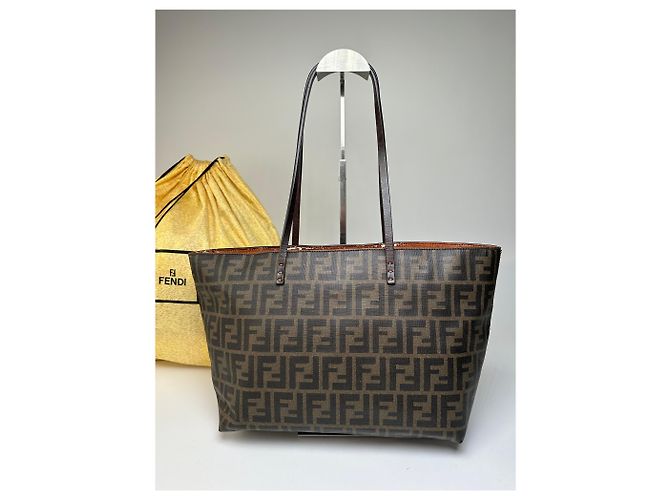 Bolsa Tote de lona monograma FF Fendi Vintage Marrom Preto - vista 2