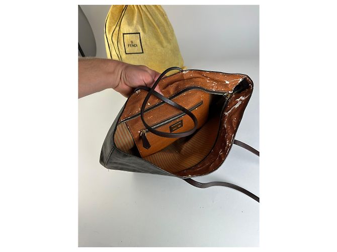 Bolsa Tote de lona monograma FF Fendi Vintage Marrom Preto - vista 3