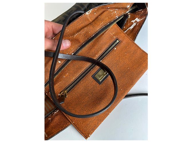 Bolsa Tote de lona monograma FF Fendi Vintage Marrom Preto - vista 4