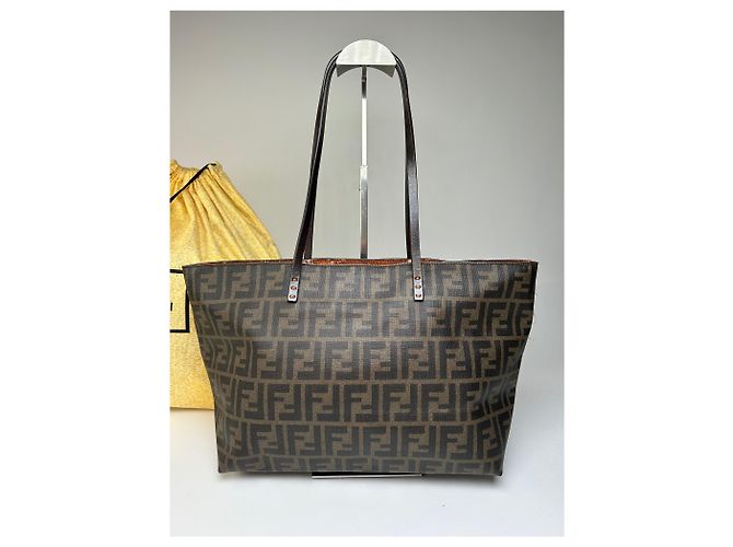 Bolsa Tote de lona monograma FF Fendi Vintage Marrom Preto - vista 8
