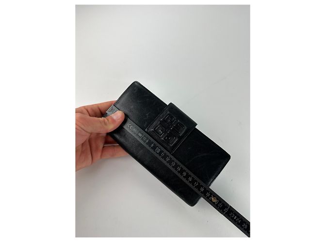 Vintage Givenchy 4G Logo Leather Wallet Black Gold - view 7