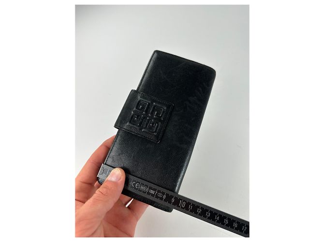 Vintage Givenchy 4G Logo Leather Wallet Black Gold - view 8