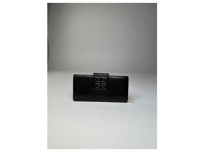 Vintage Givenchy 4G Logo Leather Wallet Black Gold - view 9