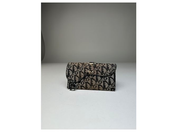 Vintage Dior Oblique Canvas Wallet Black Beige - view 11