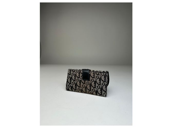Vintage Dior Oblique Canvas Wallet Black Beige - view 12