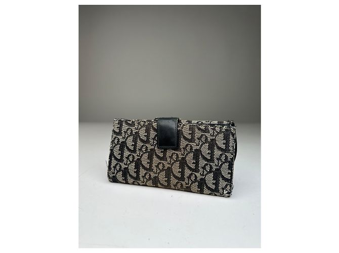 Vintage Dior Oblique Canvas Wallet Black Beige - view 2
