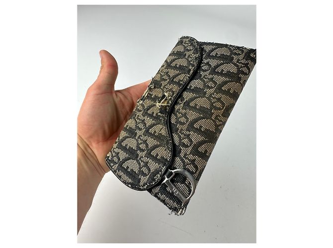 Vintage Dior Oblique Canvas Wallet Black Beige - view 3