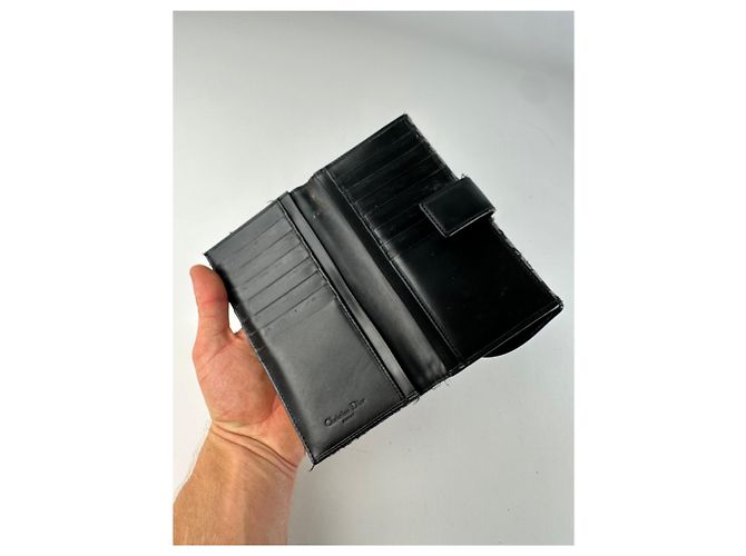 Vintage Dior Oblique Canvas Wallet Black Beige - view 5
