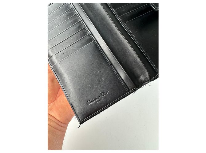 Vintage Dior Oblique Canvas Wallet Black Beige - view 6