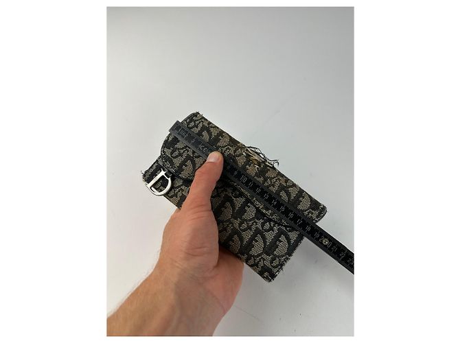 Vintage Dior Oblique Canvas Wallet Black Beige - view 9