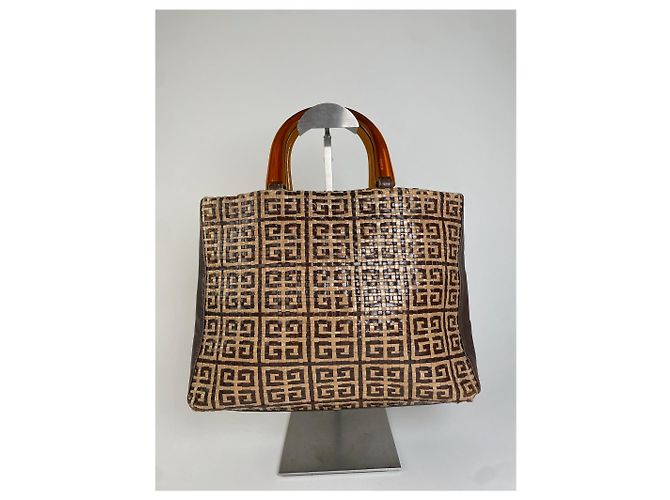 Vintage Givenchy 4G Flechtleder Tote Beige Braun - Ansicht 9